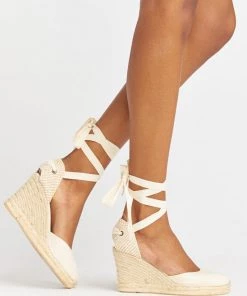 Show Me Your Mumu Accessories Soludos Classic Tall Wedge ~ White Linen