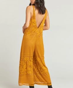 Show Me Your Mumu Goulding Jumpsuit ~ Moonlight Roses Lace Marigold