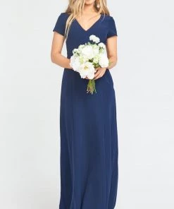 Show Me Your Mumu Geneva Gown ~ Rich Navy Stretch Crepe