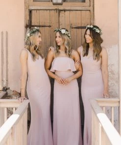 Show Me Your Mumu Monaco Ruffle Gown ~ Vintage Rose Stretch Crepe Bridesmaids Dresses