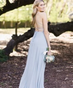 Show Me Your Mumu Godshaw Goddess Gown ~ Steel Blue Chiffon