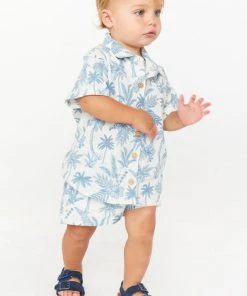 Show Me Your Mumu New Mu Lil Button Up Shirt ~ Blue Lagoon Palm