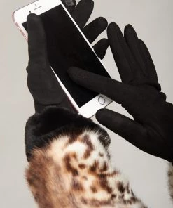 Show Me Your Mumu Smart Touch Faux Suede Gloves ~ Black