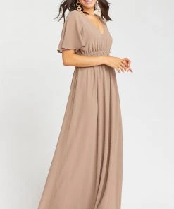 Show Me Your Mumu Maternity Emily Empire Maxi Dress ~ Dune Chiffon