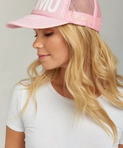 Show Me Your Mumu Accessories Mumu Trucker Hat ~ Light Pink/White