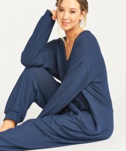 Show Me Your Mumu Jules Jumpsuit ~ Navy Brushed Hacci