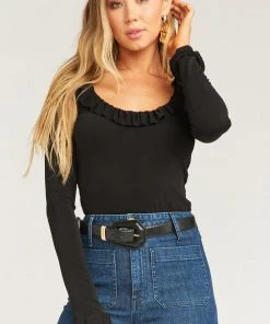 Show Me Your Mumu Jackie Top ~ Textured Spandy Black Clothes