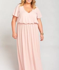 Show Me Your Mumu Bridesmaids Dresses Michelle Flutter Maxi Dress ~ Dusty Blush Crisp