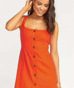 Show Me Your Mumu Cora Dress ~ Tangerine Linen Clothes