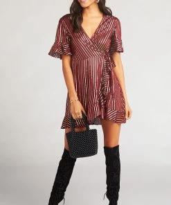 Show Me Your Mumu Leslie Mini Wrap Dress ~ Late Night Stripe Yarn Dye