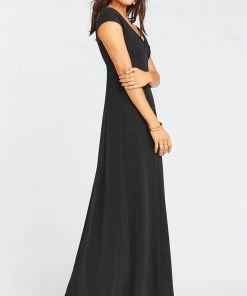 Show Me Your Mumu Wedding Guest Dresses Zurich Knot Gown ~ Black Stretch Crepe