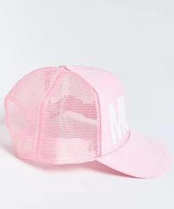 Show Me Your Mumu Accessories Mumu Trucker Hat ~ Light Pink/White