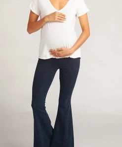 Show Me Your Mumu Denim Maternity Berkeley Bells ~ Thunder