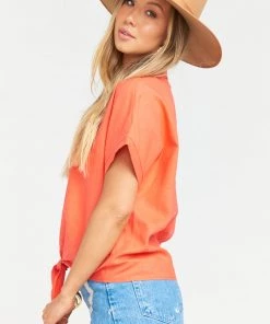 Show Me Your Mumu Mike Top ~ Coral Linen