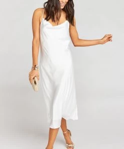 Show Me Your Mumu Verona Cowl Dress ~ Ivory Luxe Satin Dresses