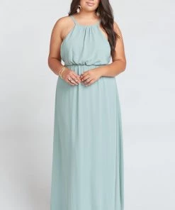 Show Me Your Mumu Bridesmaids Dresses Amanda Maxi Dress ~ Silver Sage Crisp