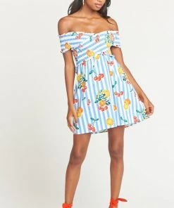 Show Me Your Mumu Maternity Mandy Smocked Dress ~ Fruit Basket Stripe Poplin