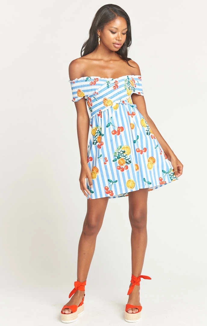 Show Me Your Mumu Maternity Mandy Smocked Dress ~ Fruit Basket Stripe Poplin 3 Show Me Your Mumu Maternity Mandy Smocked Dress ~ Fruit Basket Stripe Poplin