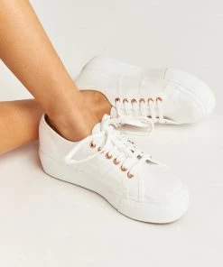 Show Me Your Mumu Superga 2790 Platform Sneakers ~ White & Rose Gold