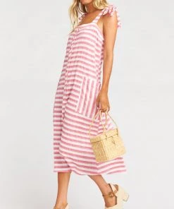 Show Me Your Mumu Dresses Lucas Midi Dress ~ Dock Stripe Red