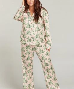 Show Me Your Mumu Paige PJ Set With Eye Mask ~ Walk The Palm Pink