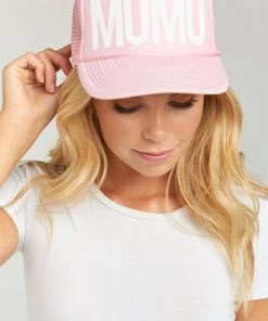 Show Me Your Mumu Accessories Mumu Trucker Hat ~ Light Pink/White