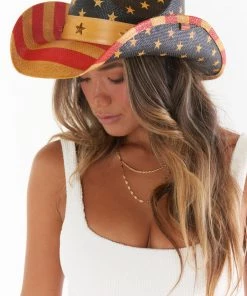 Show Me Your Mumu Flag Cowboy Hat ~ Red & Blue