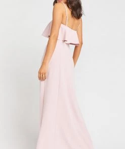 Show Me Your Mumu Monaco Ruffle Gown ~ Vintage Rose Stretch Crepe Bridesmaids Dresses