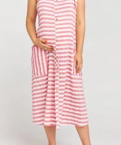 Show Me Your Mumu Dresses Lucas Midi Dress ~ Dock Stripe Red