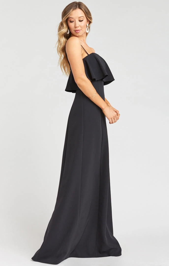 Show Me Your Mumu Monaco Ruffle Gown ~ Black Stretch Crepe Wedding Guest Dresses 4 Show Me Your Mumu Monaco Ruffle Gown ~ Black Stretch Crepe Wedding Guest Dresses