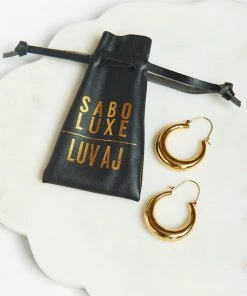 Show Me Your Mumu Accessories LUV AJ ~ The Martina Tube Hoop Earrings ~ 14K Plated Gold