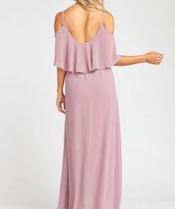 Show Me Your Mumu Caitlin Ruffle Maxi Dress ~ Antique Rose Chiffon Wedding Guest Dresses