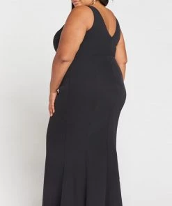 Show Me Your Mumu Wedding Guest Dresses Morgan Gown ~ Black Stretch Crepe