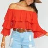 Show Me Your Mumu Copacabana Crop Top ~ Tomato Red Chiffon