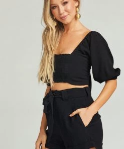 Show Me Your Mumu Bottoms Hadley Shorts ~ Black Linen