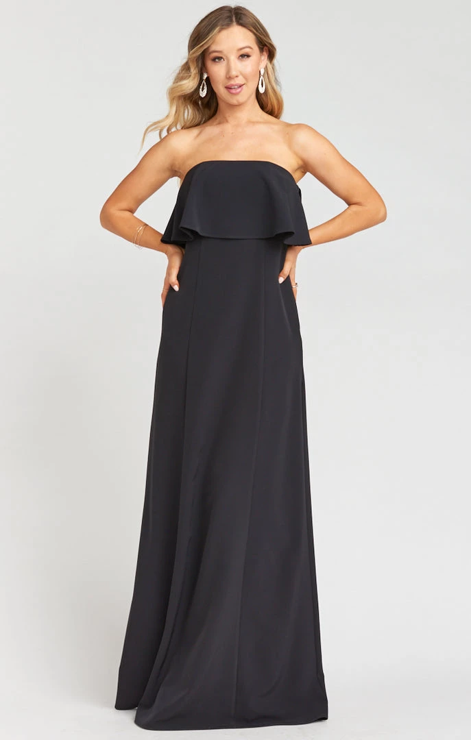 Show Me Your Mumu Monaco Ruffle Gown ~ Black Stretch Crepe Wedding Guest Dresses 3 Show Me Your Mumu Monaco Ruffle Gown ~ Black Stretch Crepe Wedding Guest Dresses