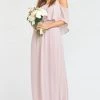Show Me Your Mumu Caitlin Ruffle Maxi Dress ~ Neutral Mauve Chiffon Bridesmaids Dresses