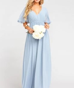Show Me Your Mumu Maternity Emily Empire Maxi Dress ~ Steel Blue Chiffon 18 Show Me Your Mumu Maternity Emily Empire Maxi Dress ~ Steel Blue Chiffon