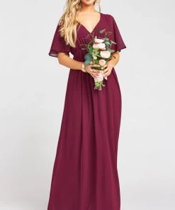 Show Me Your Mumu Maternity Emily Empire Maxi Dress ~ Merlot Chiffon
