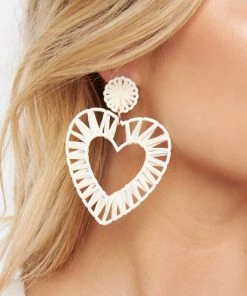 Show Me Your Mumu My Heart Earrings ~ Ivory Rattan Accessories