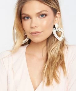Show Me Your Mumu My Heart Earrings ~ Ivory Rattan Accessories