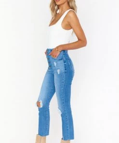 Show Me Your Mumu Cropped Soho Button Up Skinnies ~ Blue Bay Denim