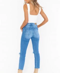 Show Me Your Mumu Cropped Soho Button Up Skinnies ~ Blue Bay Denim
