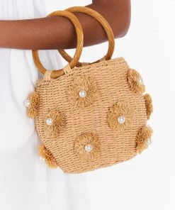 Show Me Your Mumu New Mu Elia Straw Bag ~ Natural/White