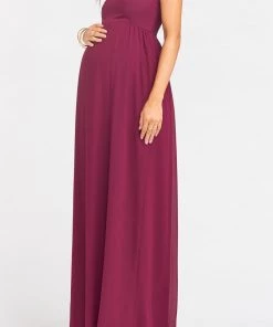Show Me Your Mumu June Maxi Dress ~ Merlot Chiffon Maternity