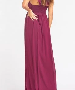 Show Me Your Mumu June Maxi Dress ~ Merlot Chiffon Maternity