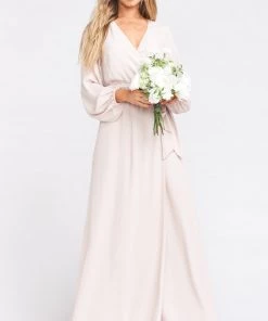 Show Me Your Mumu Lady Long Sleeve Wrap Dress ~ Show Me The Ring Crisp Bridesmaids Dresses