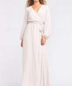 Show Me Your Mumu Lady Long Sleeve Wrap Dress ~ Show Me The Ring Crisp Bridesmaids Dresses