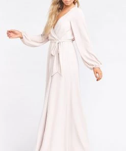Show Me Your Mumu Lady Long Sleeve Wrap Dress ~ Show Me The Ring Crisp Bridesmaids Dresses
