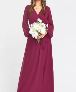 Show Me Your Mumu Lady Long Sleeve Wrap Dress ~ Merlot Chiffon 9 Show Me Your Mumu Lady Long Sleeve Wrap Dress ~ Merlot Chiffon